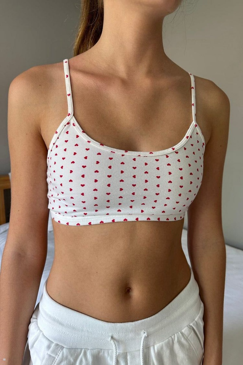 Soutien Gorge Brandy Melville Laney Hearts Blanche Rouge | ELL-47297566